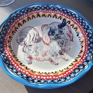 Anthropologie Colorful Ceramic Dog Plate